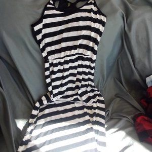 Long black and white striped dress by Joseph Q